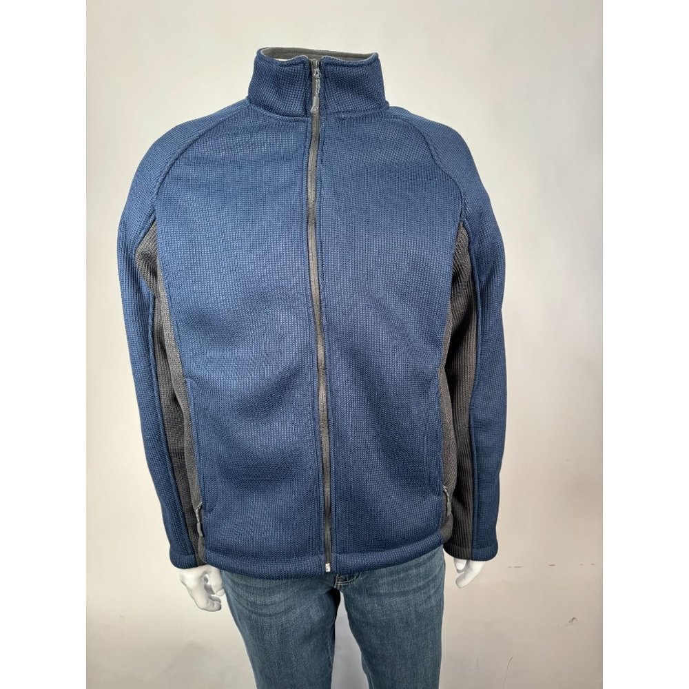 ZeroXposur ZXBLK Mens Jacket Full Zip Sz Large Blue Gray Softshell Fleece Lined